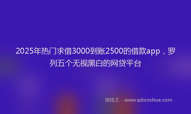 2025年热门求借3000到账2500的借款app，罗列五个无视黑白的网贷平台