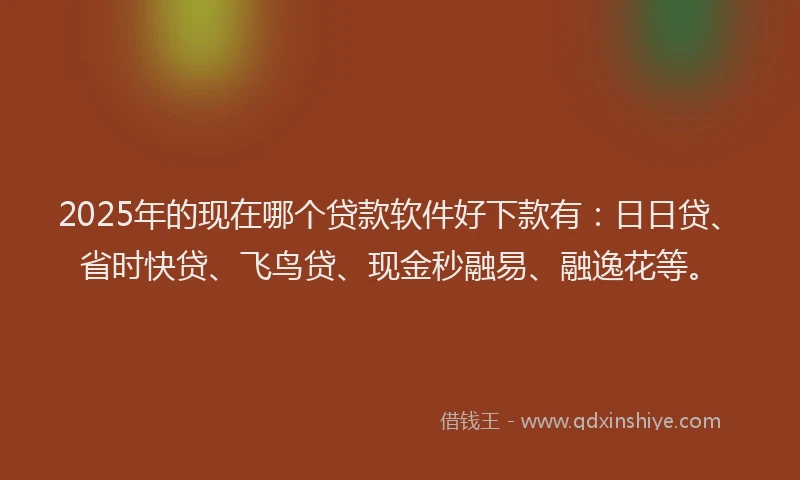 2025年的现在哪个贷款软件好下款有：日日贷、省时快贷、飞鸟贷、现金秒融易、融逸花等。