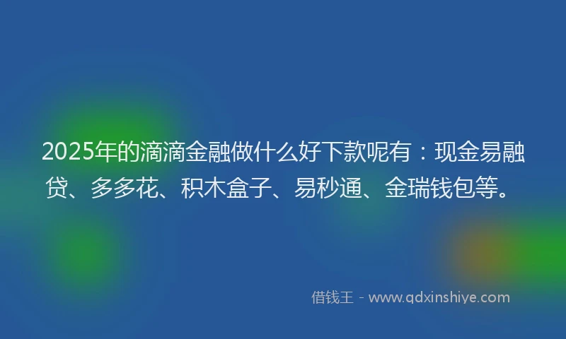 2025年的滴滴金融做什么好下款呢有：现金易融贷、多多花、积木盒子、易秒通、金瑞钱包等。