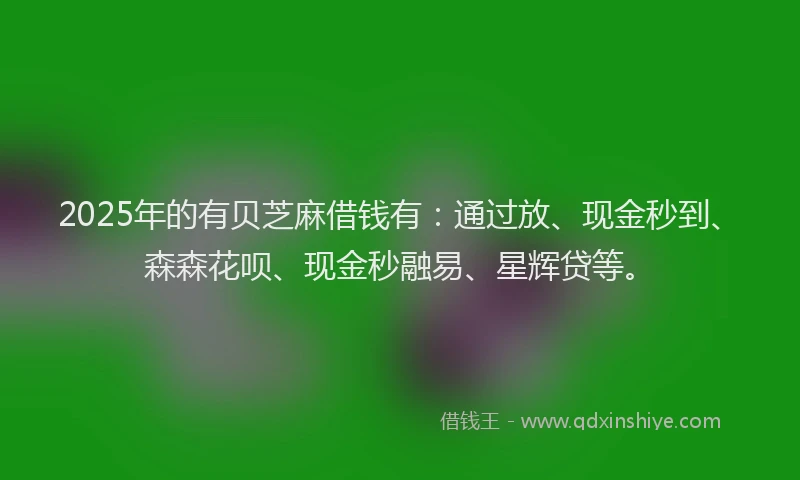 2025年的有贝芝麻借钱有：通过放、现金秒到、森森花呗、现金秒融易、星辉贷等。