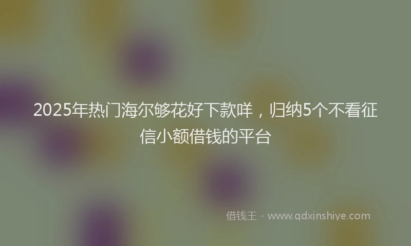 2025年热门海尔够花好下款咩，归纳5个不看征信小额借钱的平台