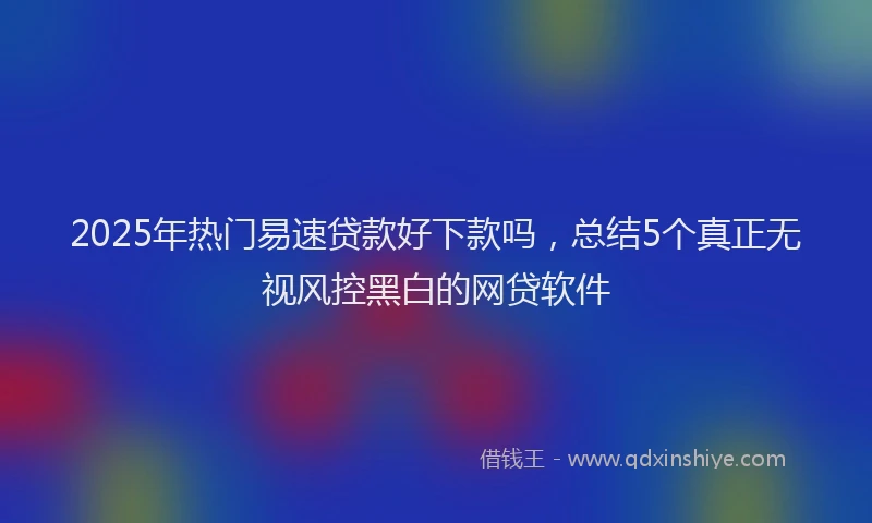 2025年热门易速贷款好下款吗，总结5个真正无视风控黑白的网贷软件