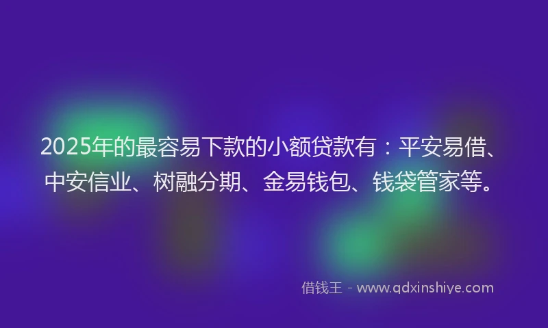 2025年的最容易下款的小额贷款有：平安易借、中安信业、树融分期、金易钱包、钱袋管家等。