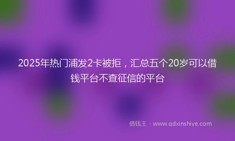 2025年热门浦发2卡被拒，汇总五个20岁可以借钱平台不查征信的平台