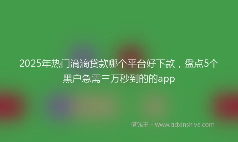 2025年热门滴滴贷款哪个平台好下款，盘点5个黑户急需三万秒到的的app
