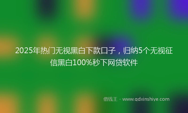 2025年热门无视黑白下款口子，归纳5个无视征信黑白100%秒下网贷软件