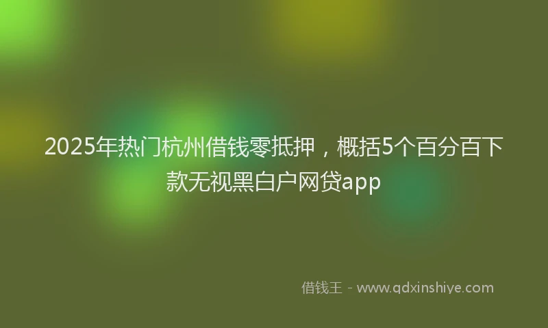 2025年热门杭州借钱零抵押，概括5个百分百下款无视黑白户网贷app