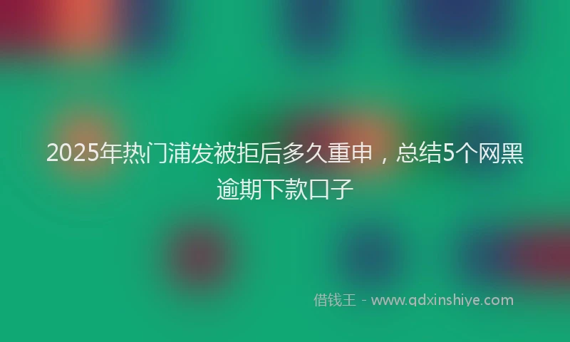 2025年热门浦发被拒后多久重申，总结5个网黑逾期下款口子