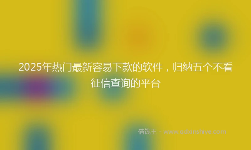 2025年热门最新容易下款的软件，归纳五个不看征信查询的平台
