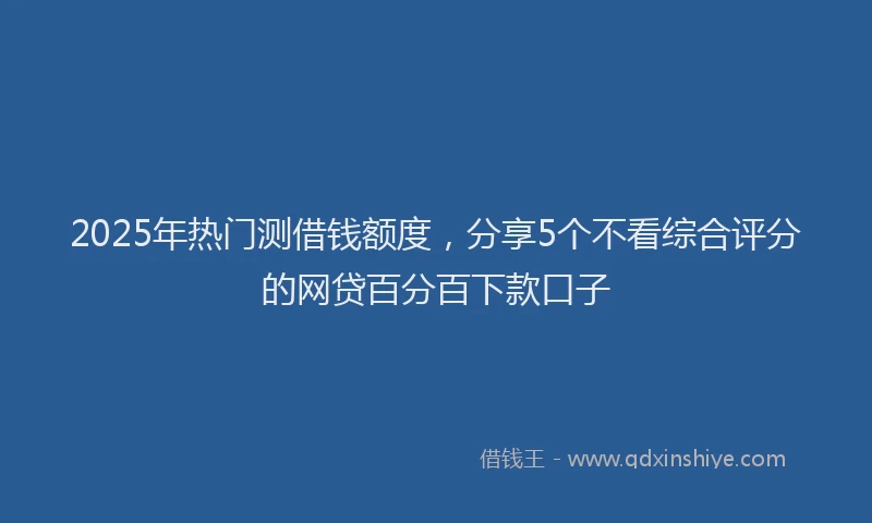 2025年热门测借钱额度，分享5个不看综合评分的网贷百分百下款口子