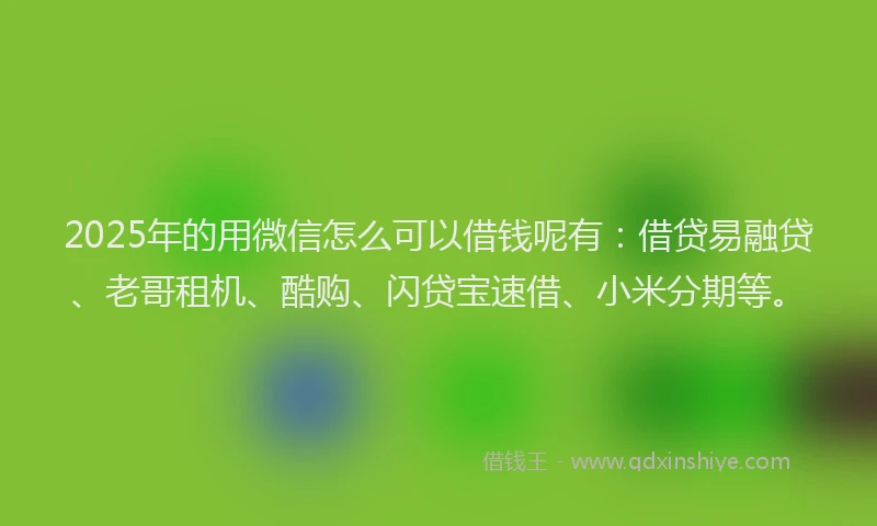 2025年的用微信怎么可以借钱呢有：借贷易融贷、老哥租机、酷购、闪贷宝速借、小米分期等。