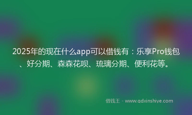2025年的现在什么app可以借钱有：乐享Pro钱包、好分期、森森花呗、琉璃分期、便利花等。