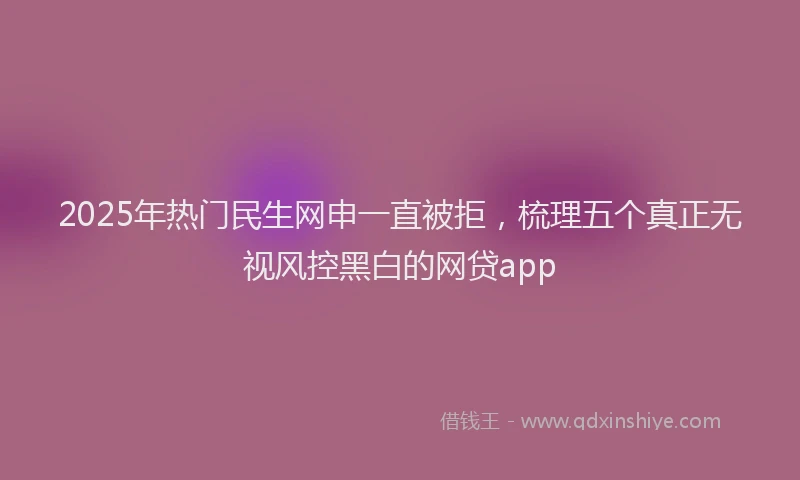 2025年热门民生网申一直被拒，梳理五个真正无视风控黑白的网贷app