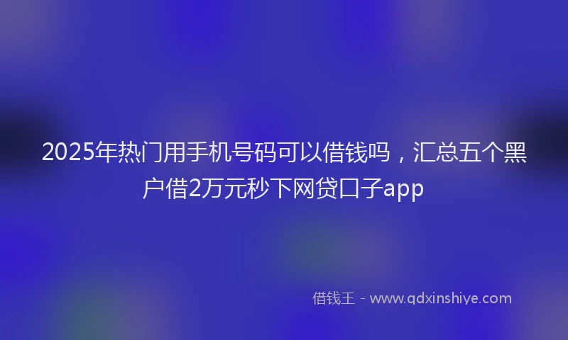 2025年热门用手机号码可以借钱吗，汇总五个黑户借2万元秒下网贷口子app