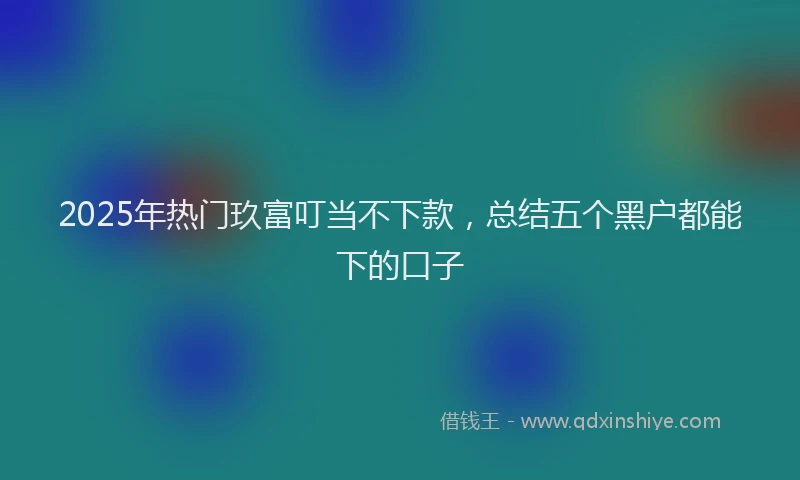 2025年热门玖富叮当不下款，总结五个黑户都能下的口子