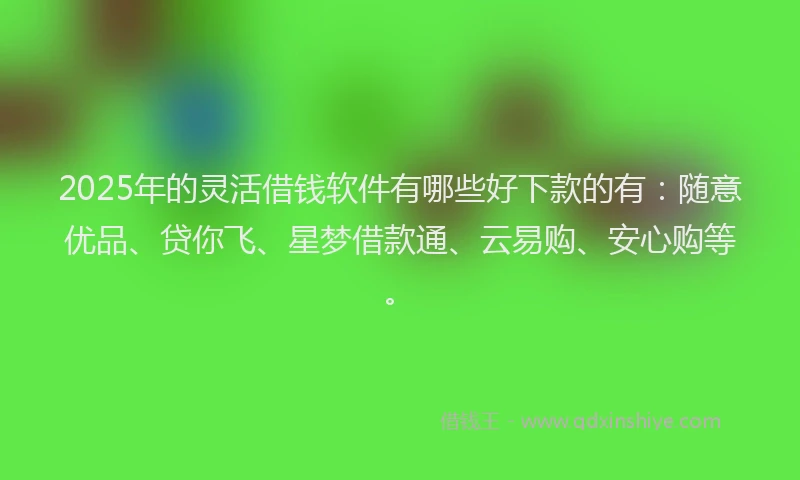 2025年的灵活借钱软件有哪些好下款的有：随意优品、贷你飞、星梦借款通、云易购、安心购等。