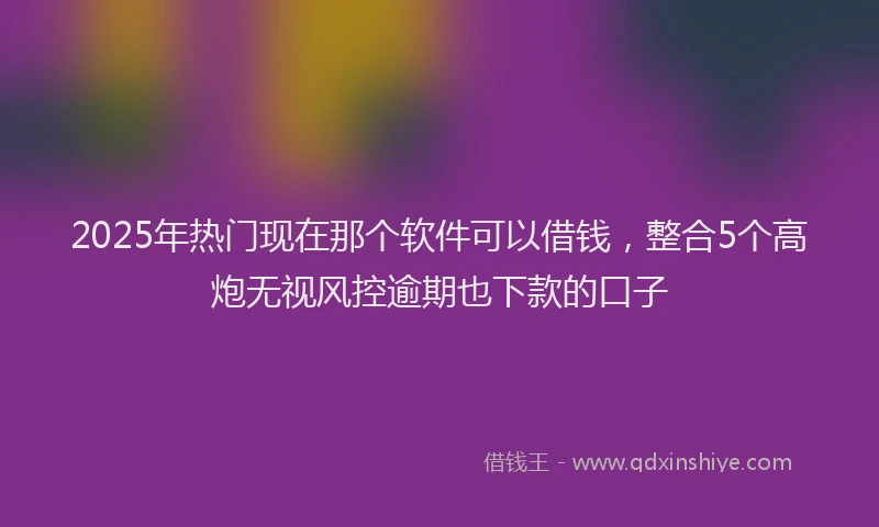 2025年热门现在那个软件可以借钱，整合5个高炮无视风控逾期也下款的口子