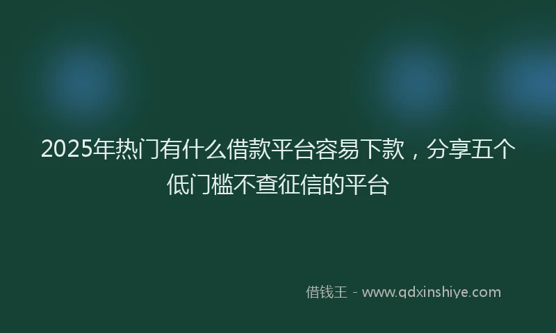 2025年热门有什么借款平台容易下款，分享五个低门槛不查征信的平台