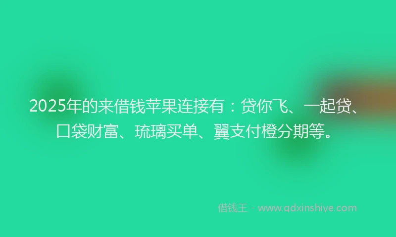 2025年的来借钱苹果连接有：贷你飞、一起贷、口袋财富、琉璃买单、翼支付橙分期等。