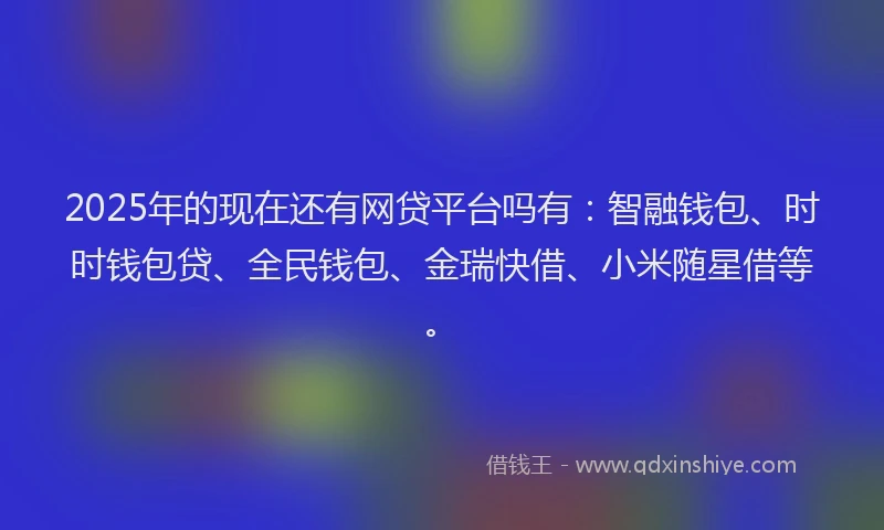 2025年的现在还有网贷平台吗有：智融钱包、时时钱包贷、全民钱包、金瑞快借、小米随星借等。