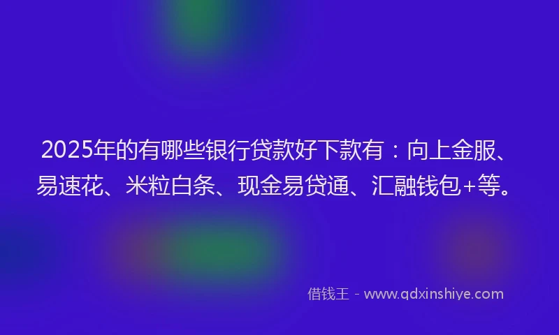 2025年的有哪些银行贷款好下款有：向上金服、易速花、米粒白条、现金易贷通、汇融钱包+等。