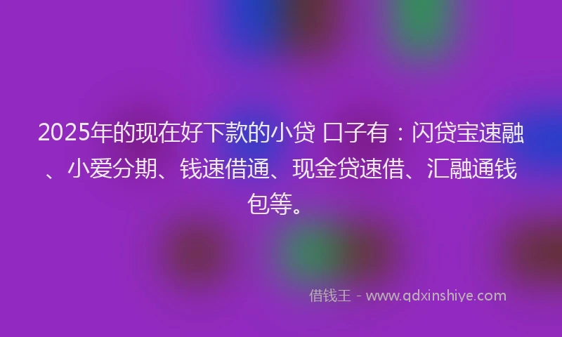 2025年的现在好下款的小贷 口子有：闪贷宝速融、小爱分期、钱速借通、现金贷速借、汇融通钱包等。