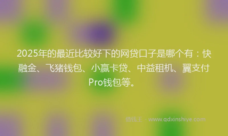 2025年的最近比较好下的网贷口子是哪个有：快融金、飞猪钱包、小赢卡贷、中益租机、翼支付Pro钱包等。