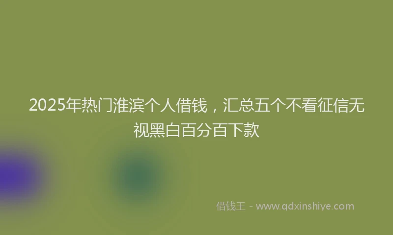 2025年热门淮滨个人借钱，汇总五个不看征信无视黑白百分百下款