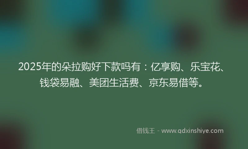 2025年的朵拉购好下款吗有：亿享购、乐宝花、钱袋易融、美团生活费、京东易借等。
