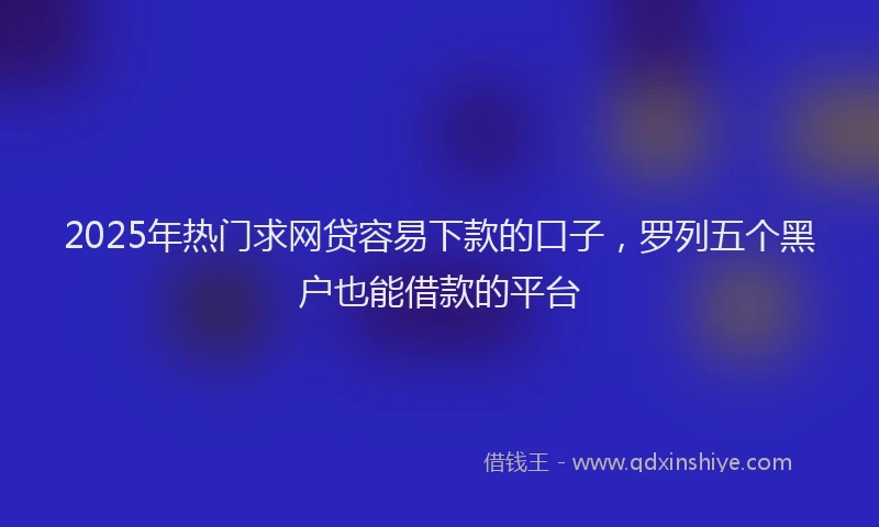 2025年热门求网贷容易下款的口子，罗列五个黑户也能借款的平台