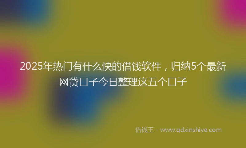 2025年热门有什么快的借钱软件，归纳5个最新网贷口子今日整理这五个口子