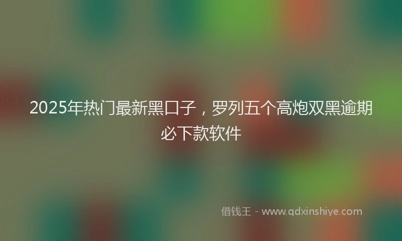 2025年热门最新黑口子，罗列五个高炮双黑逾期必下款软件