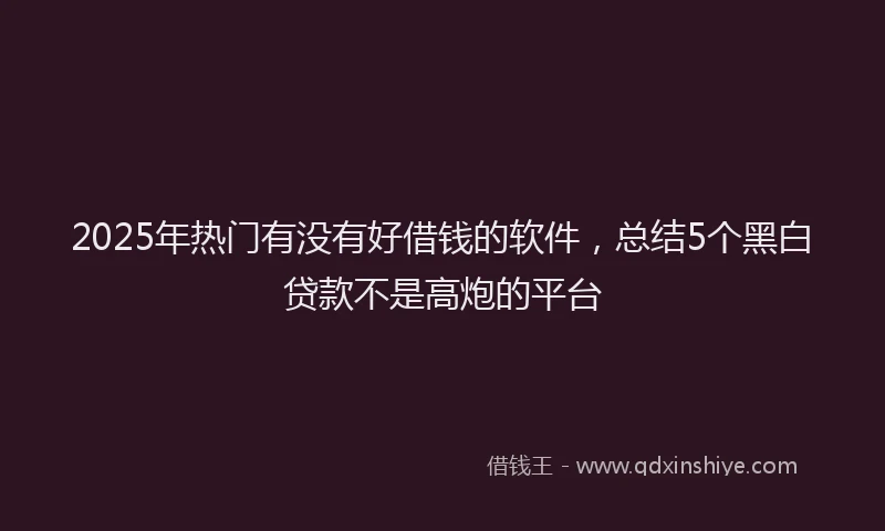 2025年热门有没有好借钱的软件，总结5个黑白贷款不是高炮的平台