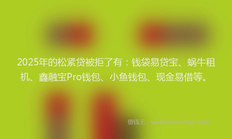 2025年的松紧贷被拒了有：钱袋易贷宝、蜗牛租机、鑫融宝Pro钱包、小鱼钱包、现金易借等。