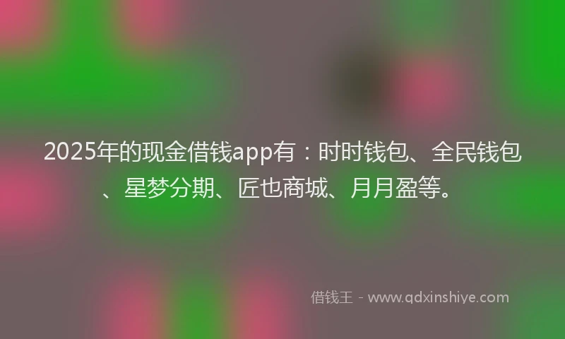 2025年的现金借钱app有：时时钱包、全民钱包、星梦分期、匠也商城、月月盈等。