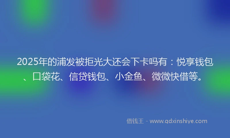 2025年的浦发被拒光大还会下卡吗有：悦享钱包、口袋花、信贷钱包、小金鱼、微微快借等。