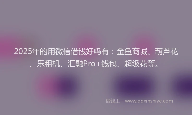 2025年的用微信借钱好吗有：金鱼商城、葫芦花、乐租机、汇融Pro+钱包、超级花等。
