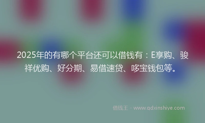 2025年的有哪个平台还可以借钱有：E享购、骏祥优购、好分期、易借速贷、哆宝钱包等。
