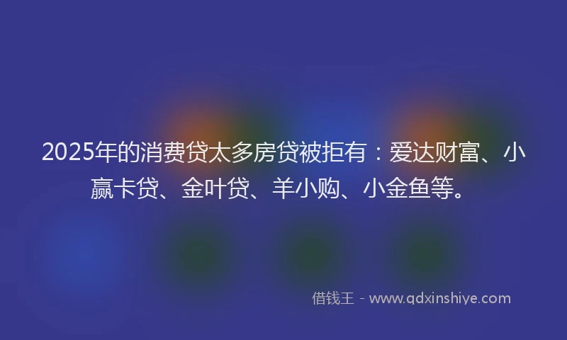 2025年的消费贷太多房贷被拒有：爱达财富、小赢卡贷、金叶贷、羊小购、小金鱼等。