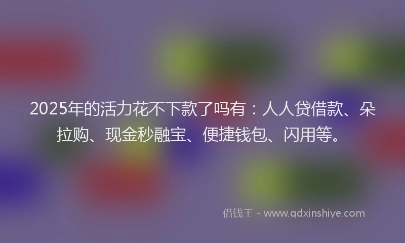2025年的活力花不下款了吗有：人人贷借款、朵拉购、现金秒融宝、便捷钱包、闪用等。