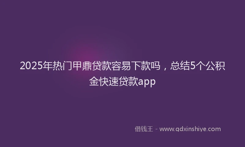 2025年热门甲鼎贷款容易下款吗，总结5个公积金快速贷款app