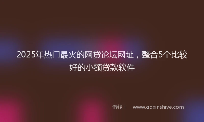 2025年热门最火的网贷论坛网址，整合5个比较好的小额贷款软件