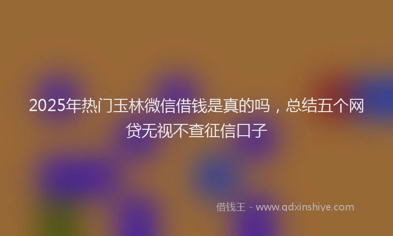 2025年热门玉林微信借钱是真的吗，总结五个网贷无视不查征信口子