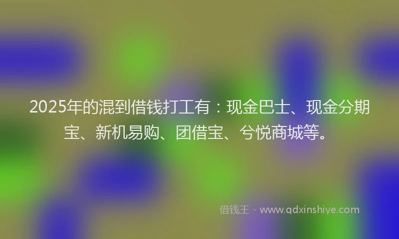 2025年的混到借钱打工有：现金巴士、现金分期宝、新机易购、团借宝、兮悦商城等。