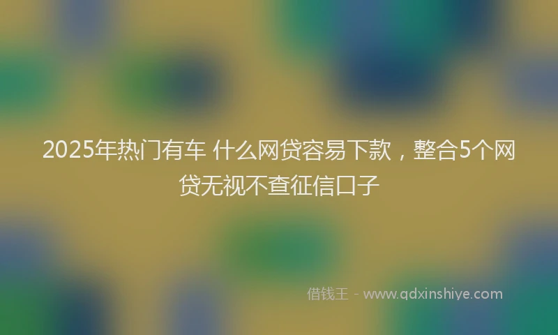 2025年热门有车 什么网贷容易下款，整合5个网贷无视不查征信口子