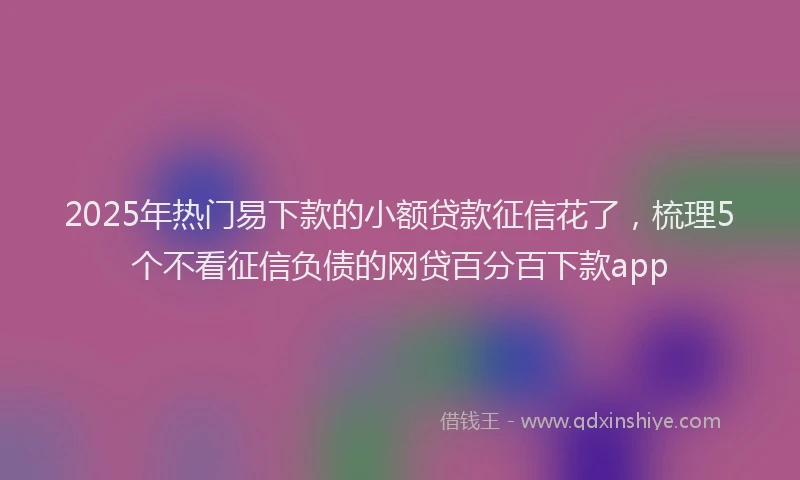 2025年热门易下款的小额贷款征信花了，梳理5个不看征信负债的网贷百分百下款app