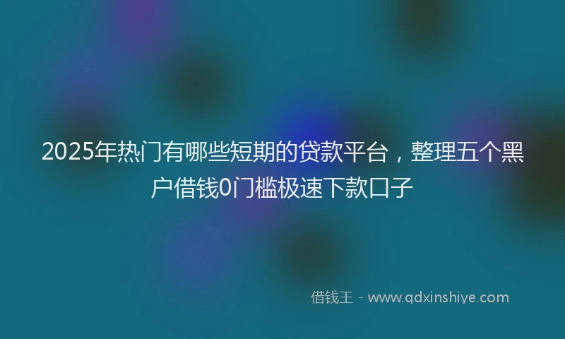 2025年热门有哪些短期的贷款平台，整理五个黑户借钱0门槛极速下款口子