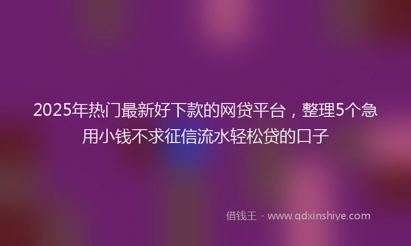 2025年热门最新好下款的网贷平台，整理5个急用小钱不求征信流水轻松贷的口子