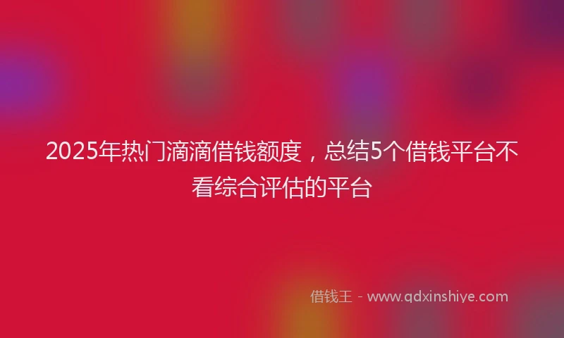 2025年热门滴滴借钱额度，总结5个借钱平台不看综合评估的平台