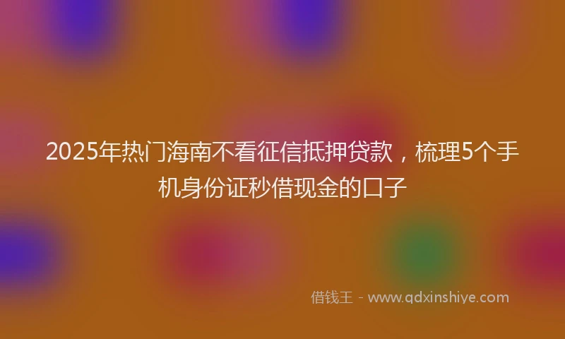 2025年热门海南不看征信抵押贷款，梳理5个手机身份证秒借现金的口子